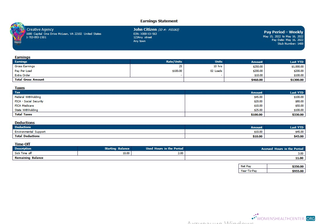 Download Creative company earning statement in Word and PDF formats Photoshop template